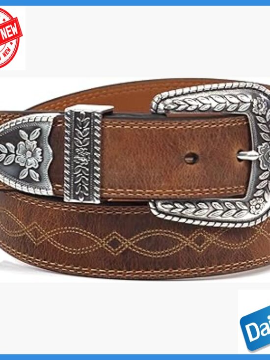 Leather Tapered Belt with Removable Silver Buckle Size 34 main image 7